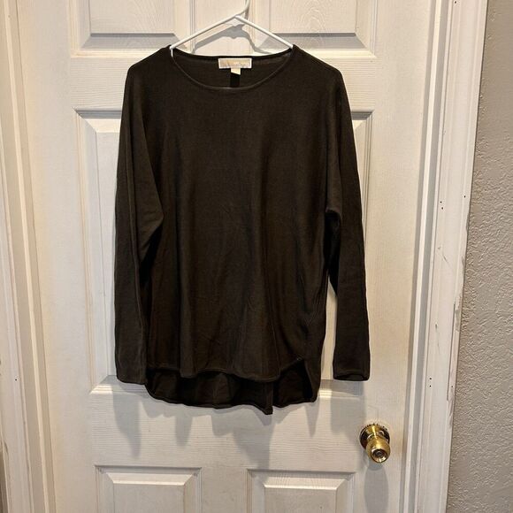 Michael Kors Dark Green Sweater Long Sleeves Round‎ Neck Hi Lo Women’s  Medium - Picture 1 of 5